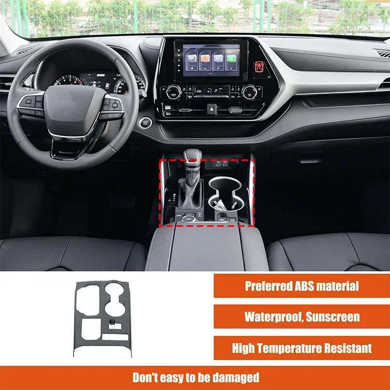 

For Toyota Highlander 2021 2022 2023 ABS Carbon Fiber Car Center Console Gear Shift Panel Cover Trim Interior Accessories