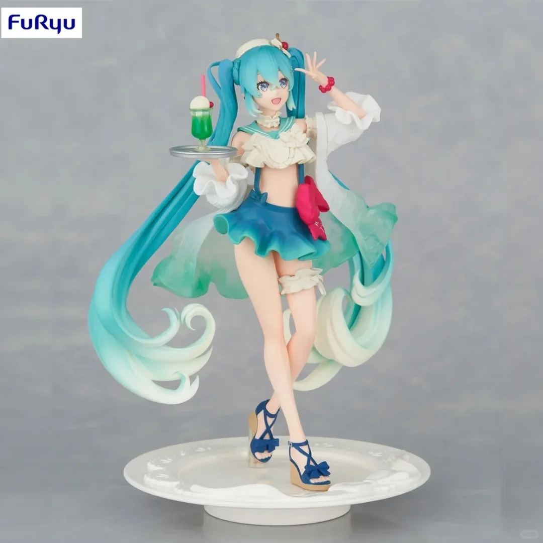 Nuova Statuetta Anime Hatsune Miku da 18CM, Serie Sweet Sweets Melon Soda Float, Figura in Piedi, Giocattolo Carino da Collezione, Action Figure in PVC