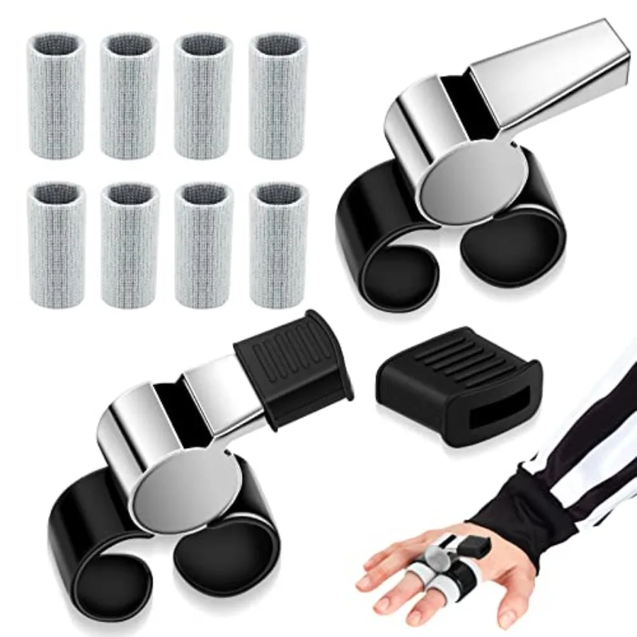 

2 Pcs Finger Grip Whistle Referee Whistle for Coach with Finger Sleeves Ice Hockey Soccer Football Volleyball Whistle Protector