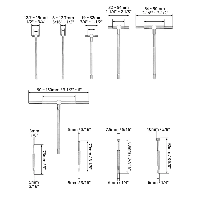 Stainless Steel Telescoping Bore Gauge Kit - 1/8 To 1/2In Range And T Bore Hole Gauge Telescopic Gauge 6Pcs 5/16 To 6In, Durable