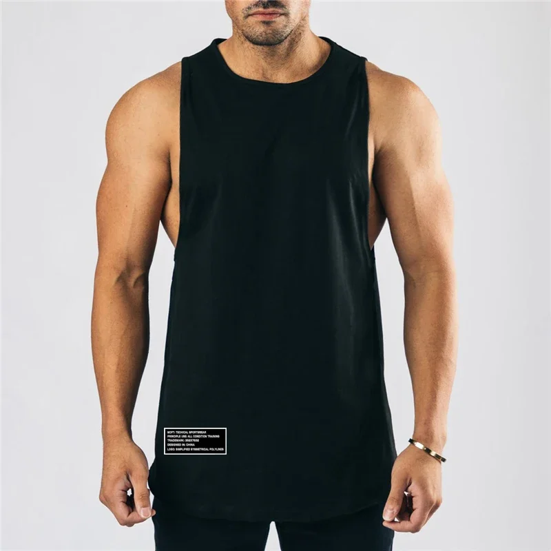 

Gym Tank Top Men Fashion Cotton Sleeveless Shirt Fitness Clothing Mens Summer Sports Casual Loose Workout Tees Shirts Vest Tops