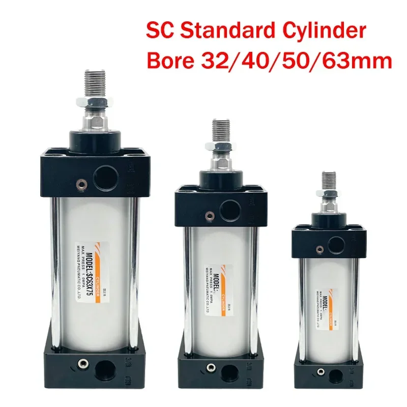 

Pneumatic Cylinder SC32/40/50/63mm Stroke 25-1000mm Double Acting Aluminium Standard Air Cylinders