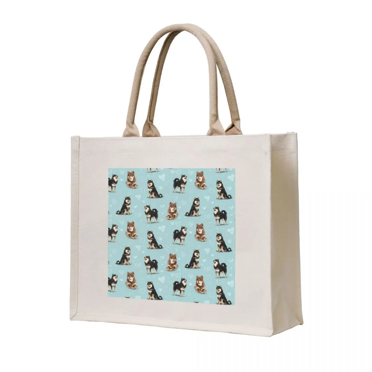 

The Finnish Lapphund Dog in Blue Tote Bag tote bag men shopping bag logo Canvas shoulder