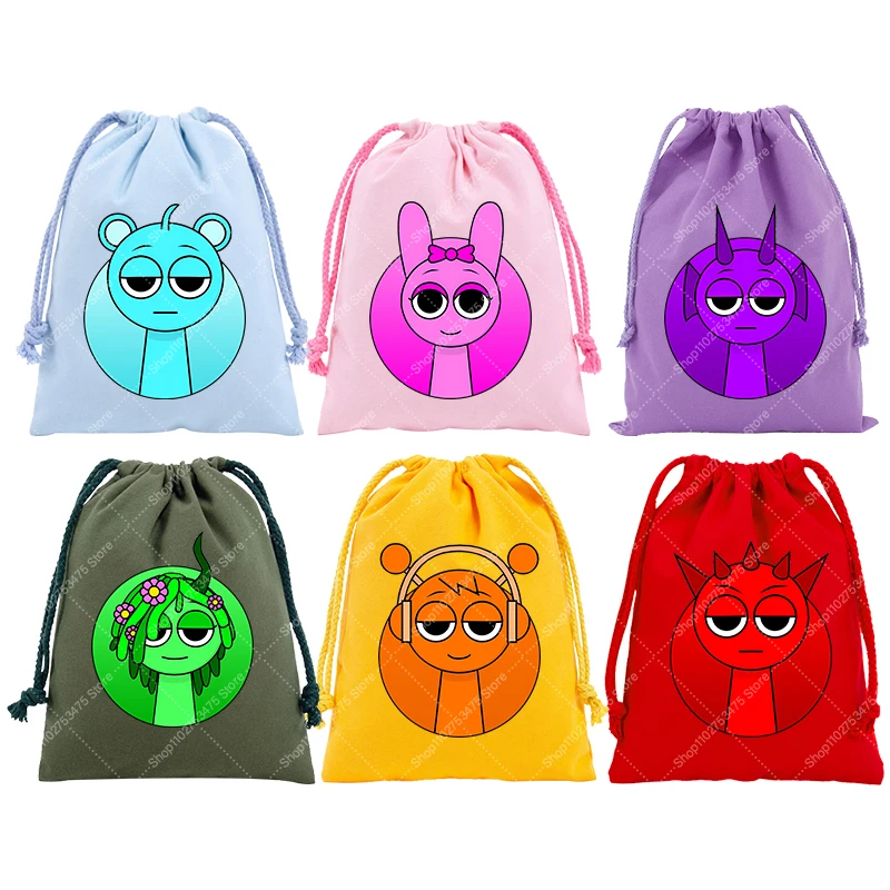 Sprunki Anime Cute Drawstring Bag Kids Cartoon Print Handbag Toy Gift Storage Pouch Children Fashion Draw String Bags Xmas Gifts