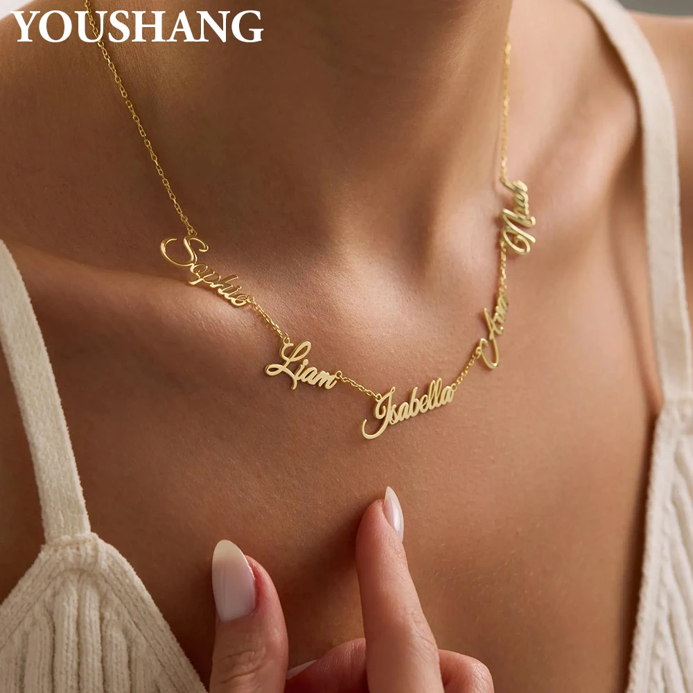 YOUSHANG 2026 Stainless Steel Multi-Letter Customized Name Necklace Fashion Pendant Jewelry Gift for Ladies Birthday