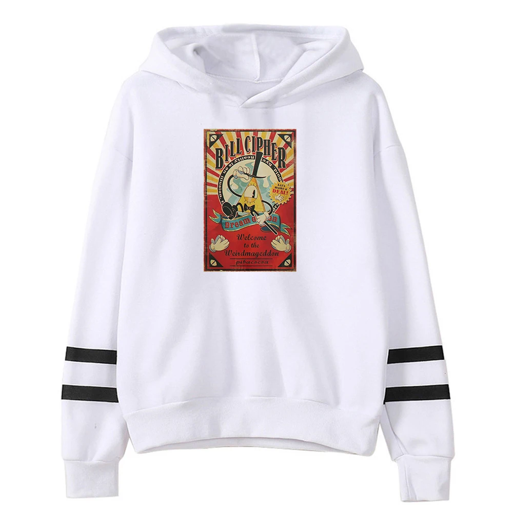 Cartoon Bill Cipher Art Hoodie Pocketless Parallel Bars Sleeve Streetwear Women Men Hooded Sweatshirt Funny Clothes