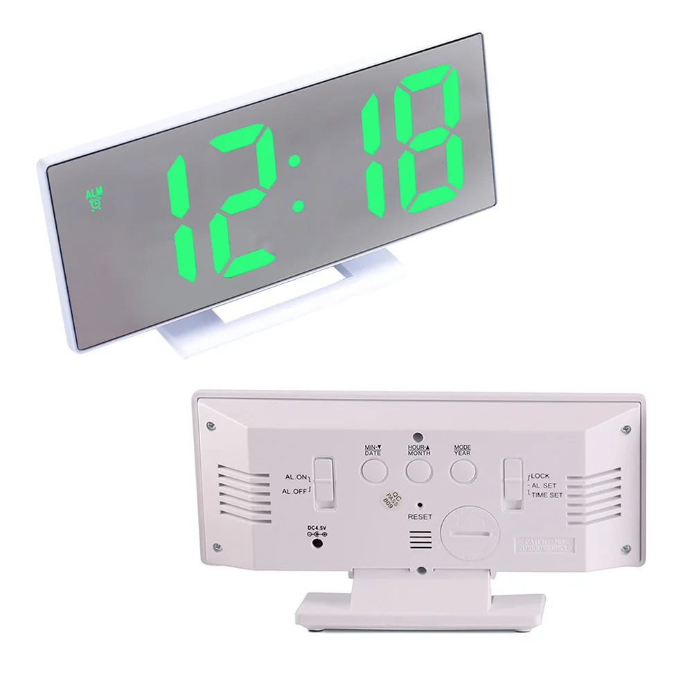 

LED Large Screen Alarm Clock Electronic Watch Mute Luminous Bedside White Dual use Hanging Desktop Clock 4 bit Display