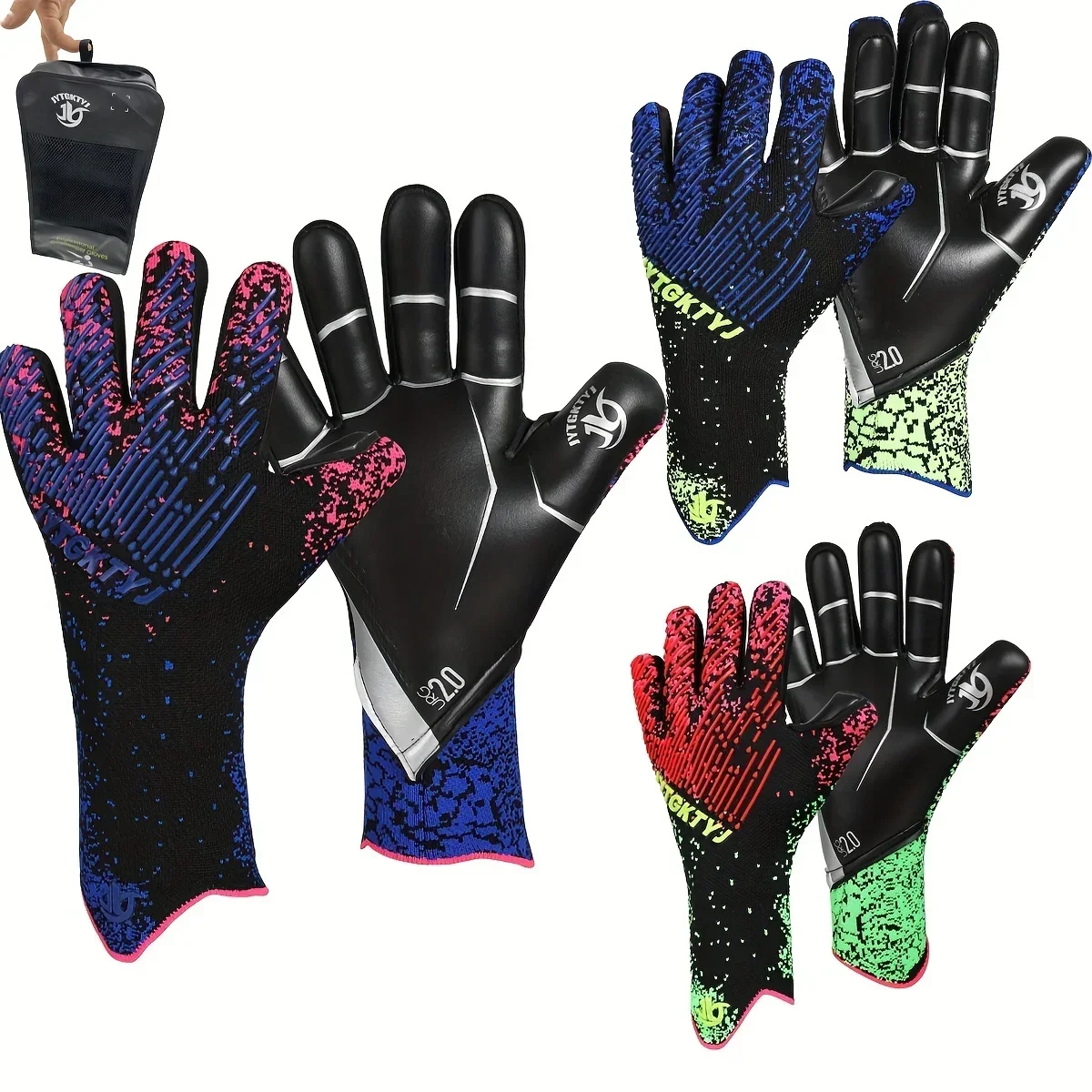 Soccer Goalie Gloves Youth Adults, Breathable Goalkeeper Goalie Gloves, Strong Grip for Professional Football Training