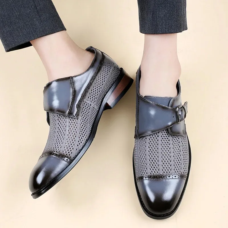 Sepatu Pria Berkualitas Tinggi Sepatu Kulit Berlubang Bernapas Sepatu Kasual Nyaman Sepatu Mengemudi Sepatu Bisnis Berlubang