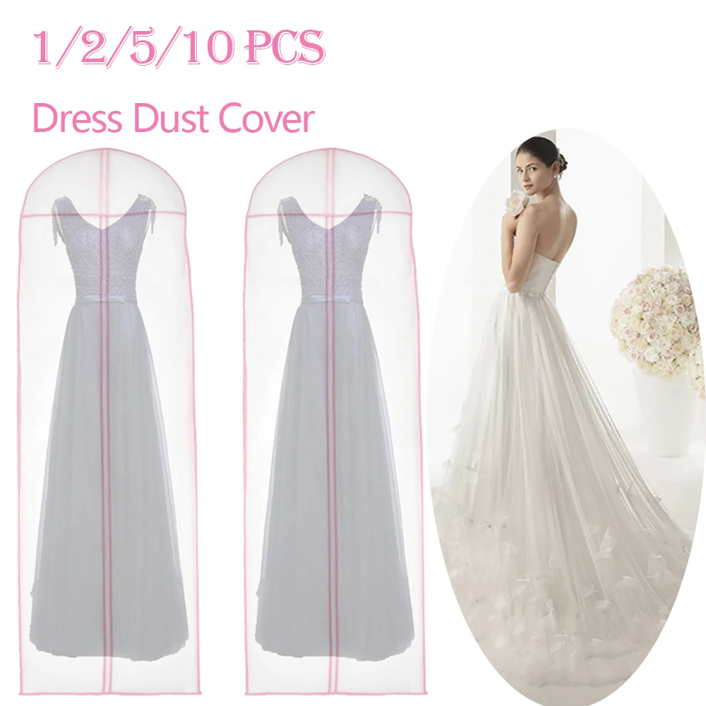 1/2/5/10Pcs Wedding Dust Cover 180cm Hanging Dress Storage Clear Bag with Zipper Garment Dustproof Men/Women Suit for Wardrobe