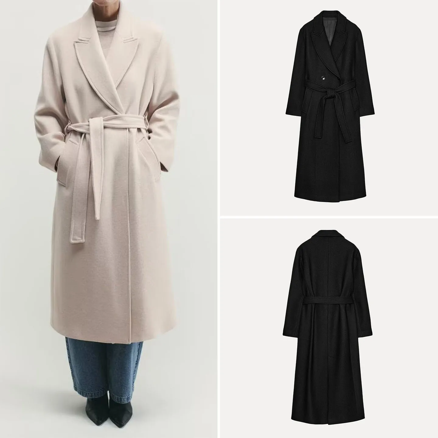 

Z 2025 New Faion Длинное пальто с поясом Женская верхняя одежда Personali для поездок на работу Обычная тонкая осенняя коллекция