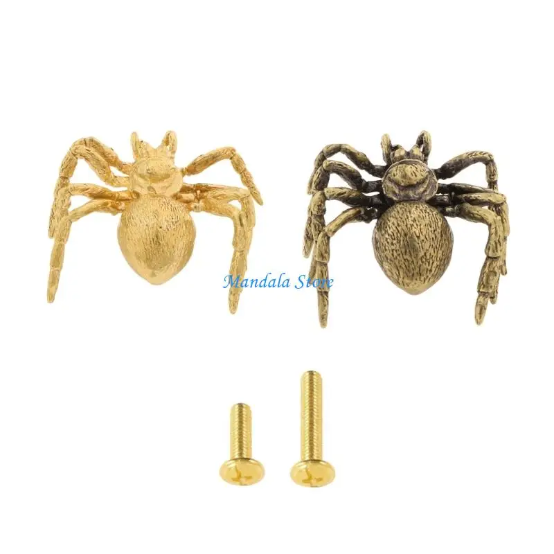 

U2JC Brasses Spiders Cabinet Handle and Drawer Pull with Novelty for Easyly Installation Retros Safe Surfaces Durability