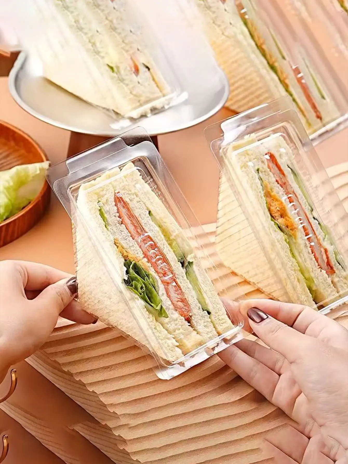 Sandwich Packaging Box Transparent Take-Out Packaging Box Food-Grade Triangular Sandwich Box 20Pcs