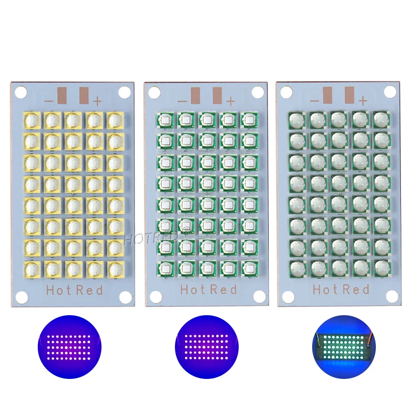 50W 60W 100W 120W High Power UV LED Diodes Ultra Violet Curing Lamp Module 365nm 385nm 395nm 405nm For 3D Label Printer Glue DIY