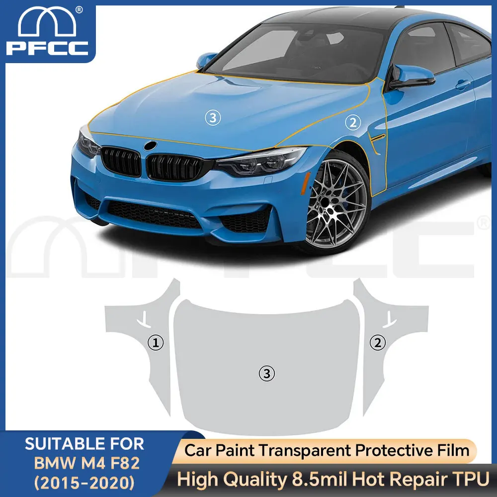 

Пользовательский для BMW M4 F82 2015-2020 капот крыло предварительно вырезанная защитная пленка для краски прозрачный PPF ТПУ против царапин внешний прозрачный комплект