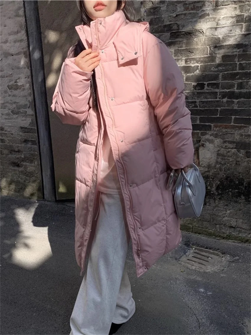 Alien Kitty 2024 Pink Maxi Parkas Daily Women New Arrival Cotton Coats Loose Hooded Casual Office Lady All Match Fashion Elegant