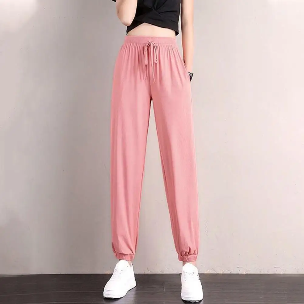 2025 Pantalones de pierna ancha con cintura elástica, pantalones de chándal para mujer, pantalones deportivos ligeros con cintura elástica para mujer, pantalones de chándal de verano para la calle