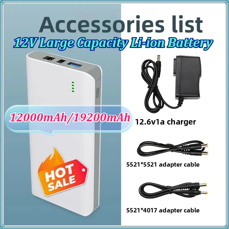 

12V Large Capacity Li-ion Battery, Multi-Voltage 9V/5V Backup Power Supply for Air-Conditioned Clothing,CCTV, LED Strip Lights,