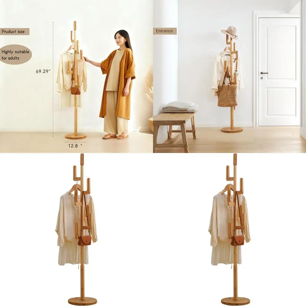 

Modern Freestanding Coat Rack with 6 Hooks for Home Entryway and Bedroom