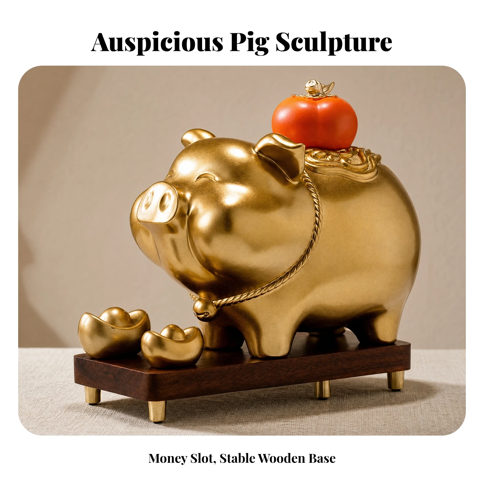 Handmade Resin Pig-Shaped Savings Bank Cute Chinese-Inspired Pig Saving Bank Decorative Figurine Adorable Practical