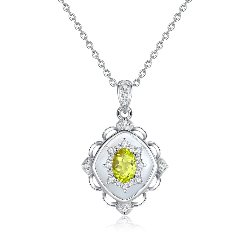 Original Real 925 Silver Necklace Natural Pendant for Women Topaz Gemstone Gernet Citrine Amethyst  Elegant Fashion Jewelry Gift