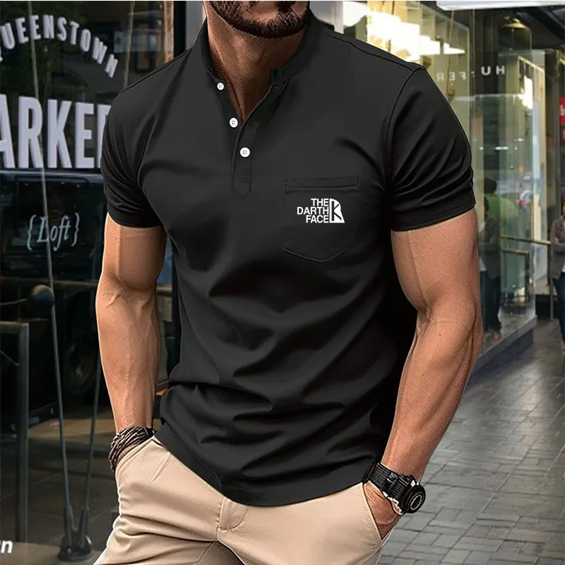 2024 Summer men\'s short-sleeved POLO shirt thread collar casual T-shirt printed breathable high-quality T-shirt street casual cl