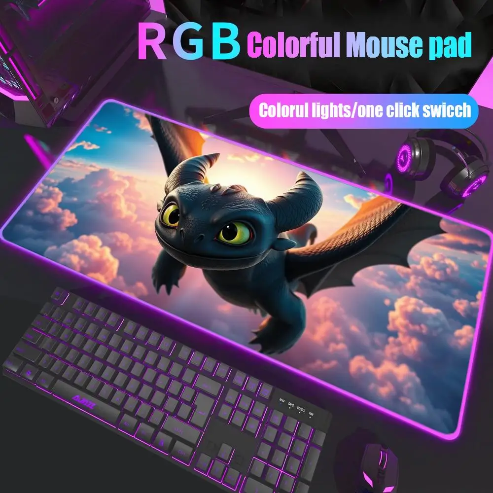 

Toothless Fury Dragon Mouse Pad Gamer Rgb Desk Mat Back Light Led Mousepad Setup Gaming Deskmat Big Mousepad Backlight