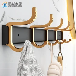 Colgador de ropa para baño y cocina, gancho de aluminio dorado y negro de 60cm para colgar ropa detrás de la puerta de la pared de la ducha