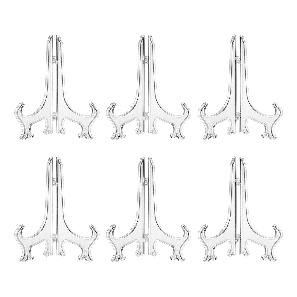 

6Pcs Adjustable Folding Display Stands Racks Plastic Easels Plate Picture Photo Frame Card Holders For Wedding Home Decoration