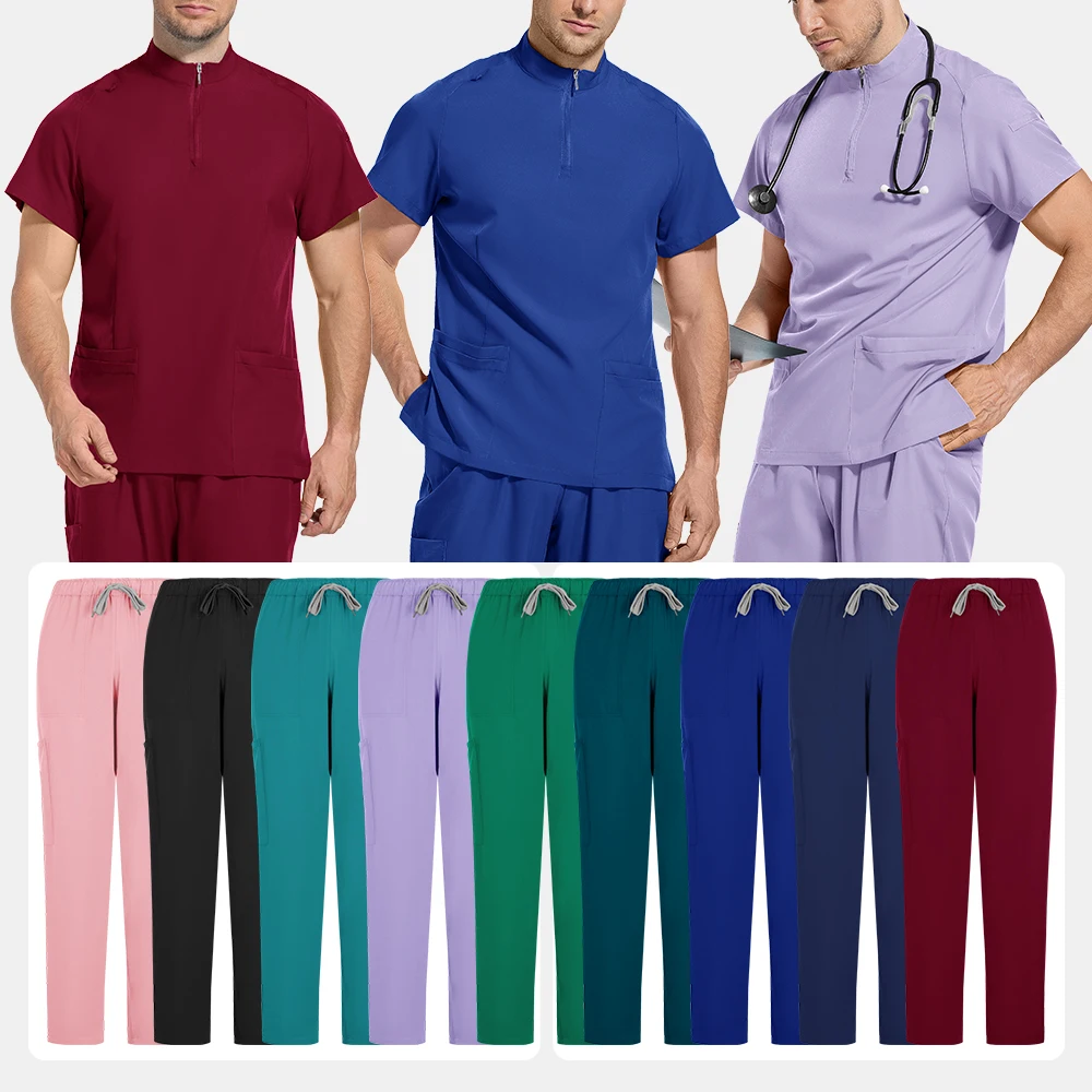 Precio al por mayor, ropa de trabajo clínica Unisex, uniforme de médico y enfermera, conjunto de exfoliantes quirúrgicos médicos, accesorios de trabajo para tienda de mascotas de laboratorio