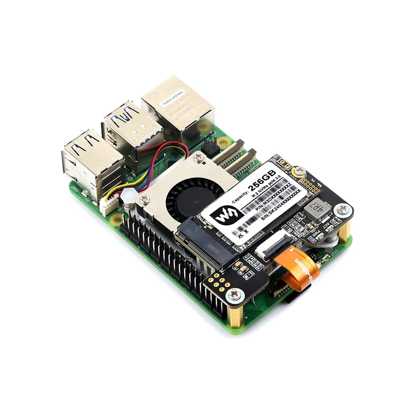 Raspberry Pi 5 PCIe To M.2 Mini Adapter Supports NVMe Protocol M.2 Solid State Drive NVMe HAT Active Cooler Optional for RPi 5