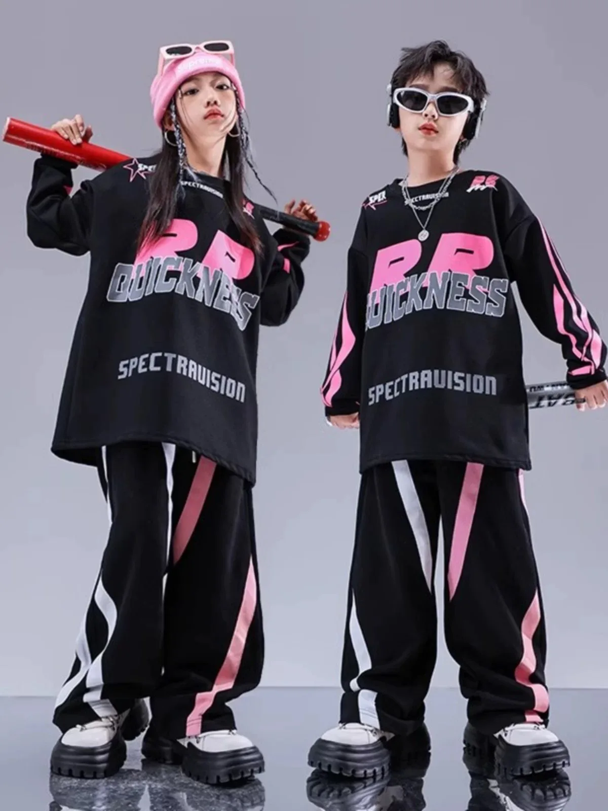 2025 Nieuwe Meisjes Jazz Moderne Dans Kostuum Losse Top Overalls Pak Jongens Hiphop Street Dance Kostuum Stage Performance kostuum