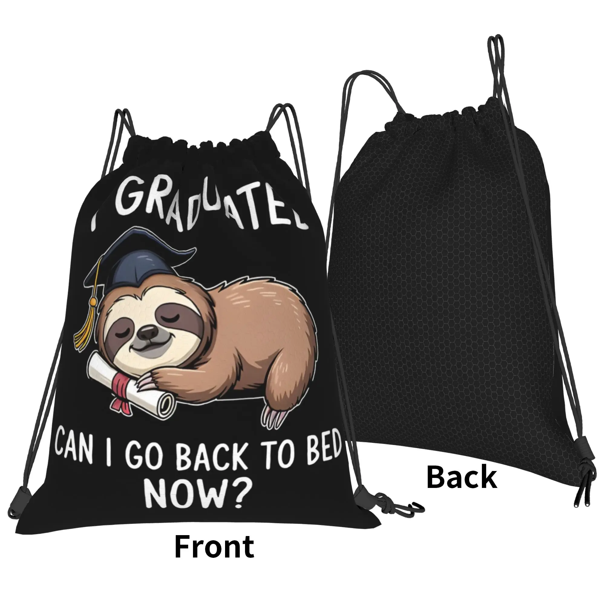 I Graduated Can I Go Back To Bed Now Graduation Portable Sports Drawstring Bags Riding gym Backpack Grad Gift Storage Backpacks