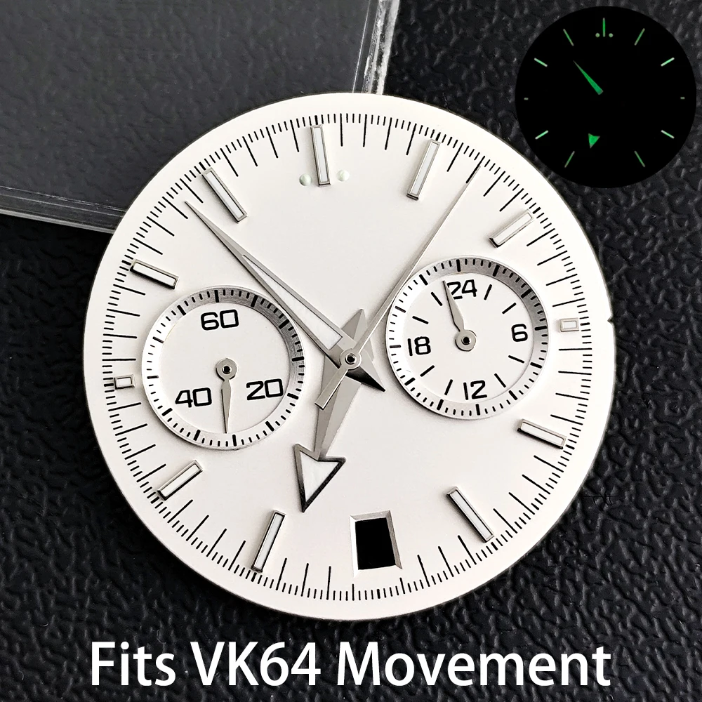 

32.5MM Diameter Watch Dial Green Luminous Fits VK64 Movement Accessories Watch Parts For Wristwatches Watch Hands