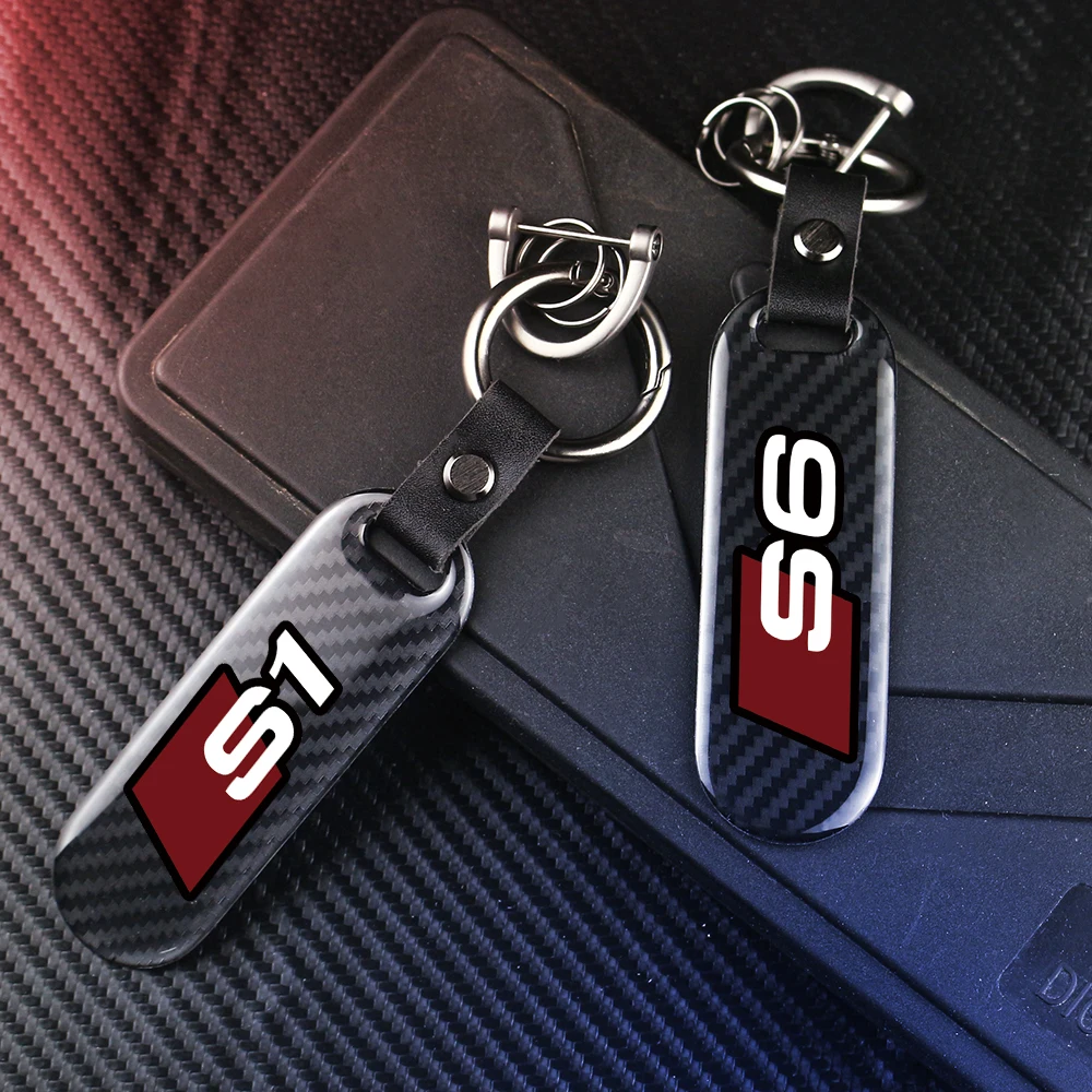 Carbon Fiber Car Keychain Key Chain Pendant  Keyring Horseshoe Buckle For AUDI S1 S2 S3 S4 S5 S6 S7 S8 RS TT Auto Accessories