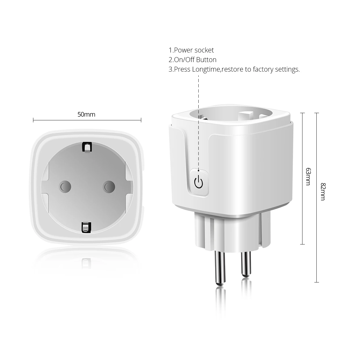 Tuya Smart Life WIFI LED Light Switch Voice Control APP Socket 15A EU Power Plug Wireless Wall Outlet For Alexa Echo Google Home