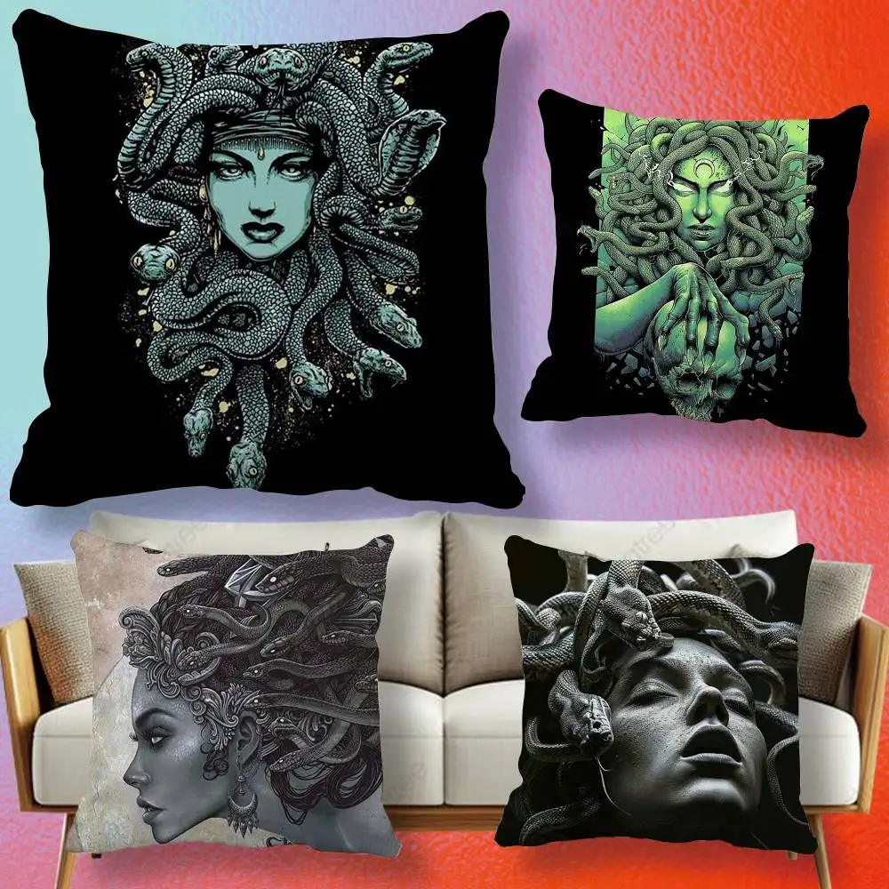 Medusa Greek Mythology Look At Me  Pillow cover Soft Microfiber Pillowcase Home Sofa Decor Surprise Decorative printed.