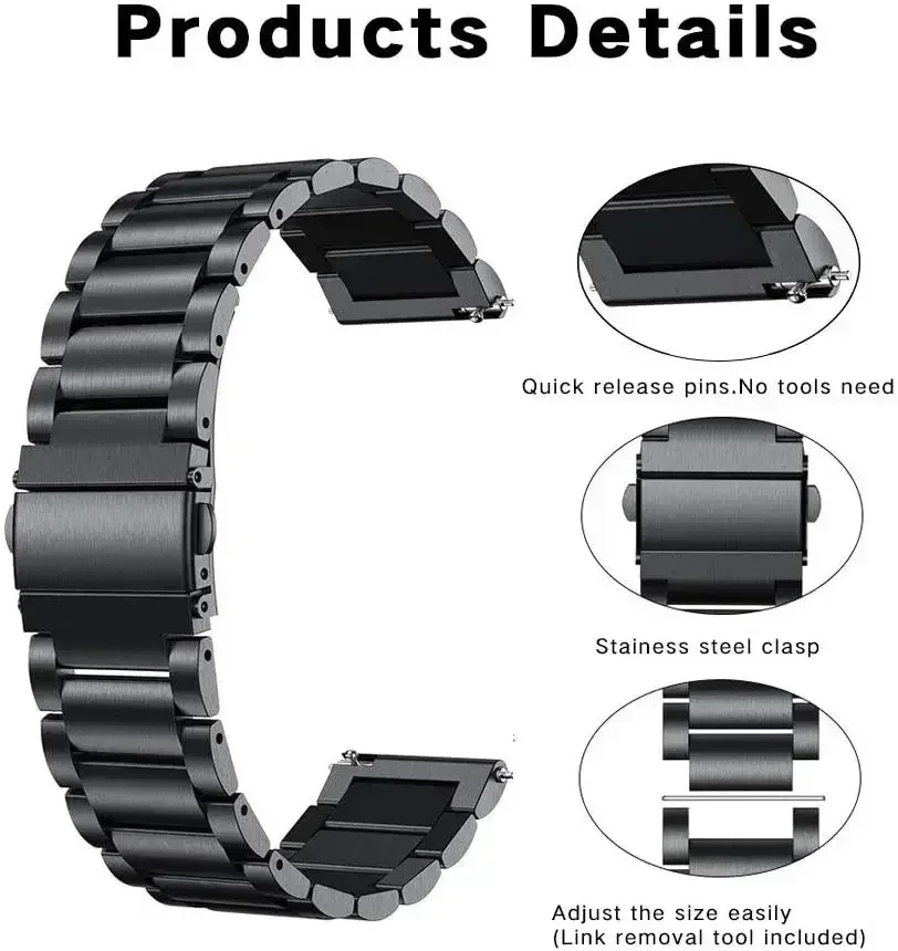 22mm Stainless Steel Strap For Redmi Watch 3 Active Metal Replacement Bracelet For Redmi Watch 3 Lite/5 Lite/5 Active Watchband