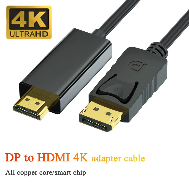 DP to HDMI compatible Cable 4K 60Hz DisplayPort to HD Adapter Display Port Video Audio for PC HDTV Projector Laptop