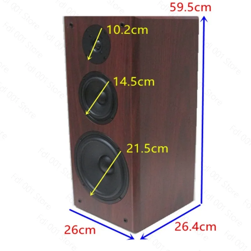 8.5-Inch 3-Way HiFi Speaker - Wooden Passive Floor-Standing Design, Full Range High/Mid/Low for Audiophile Stereo
