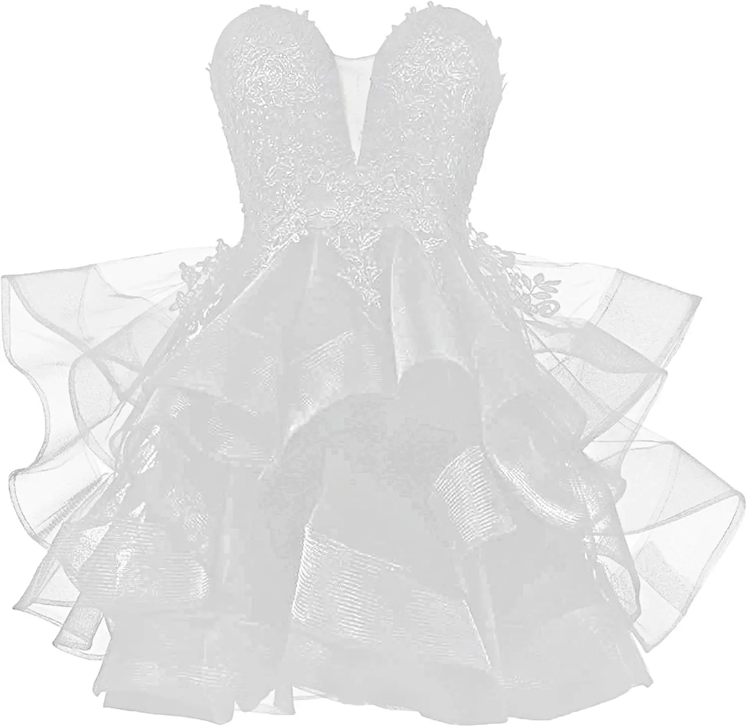 Branco feminino sem alças tule curto vestido de baile para juniores rendas apliques em camadas vestido de formatura vestidos de baile