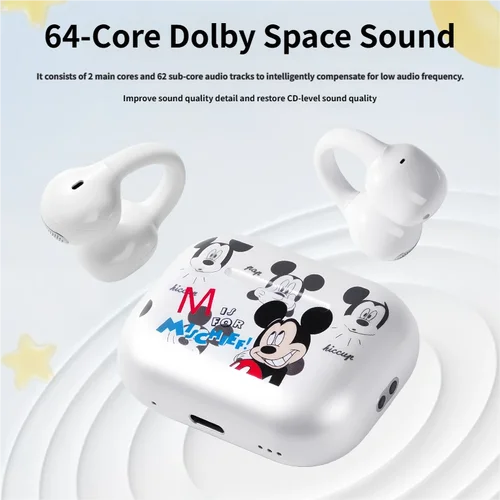 Imagen 2 del producto Disney Mickey auriculares inalámbricos Bluetooth 5,4 batería de larga duración auriculares deportivos con Clip estéreo HIFI auriculares con cancelación de ruido