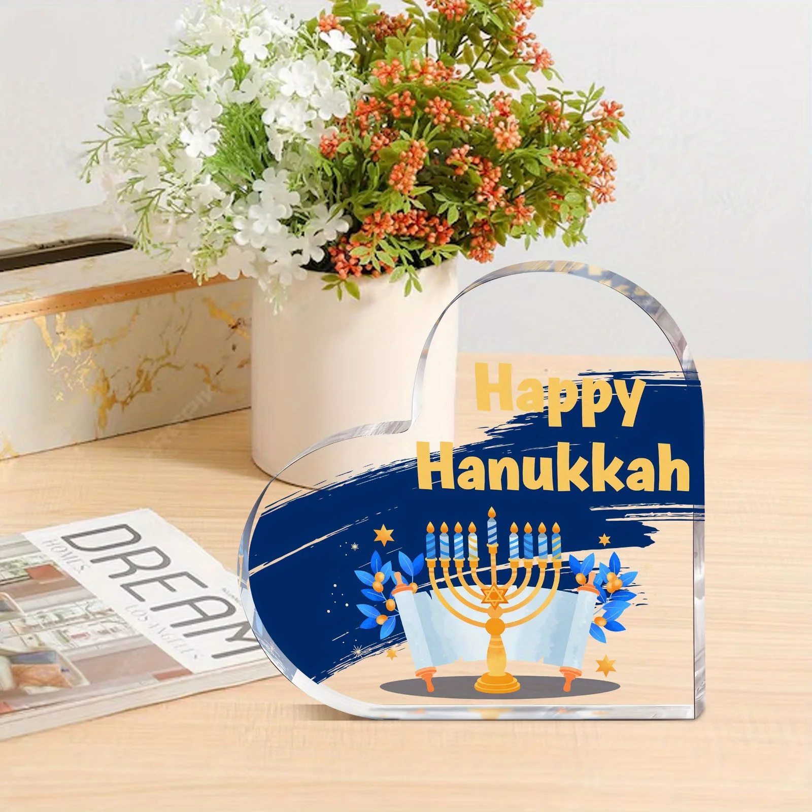 CIFBUY Acrylic Faux Hanker Sign Elegant Heart Tabletop Centerpiece Non Electric Office Home Decor Ornament Gift