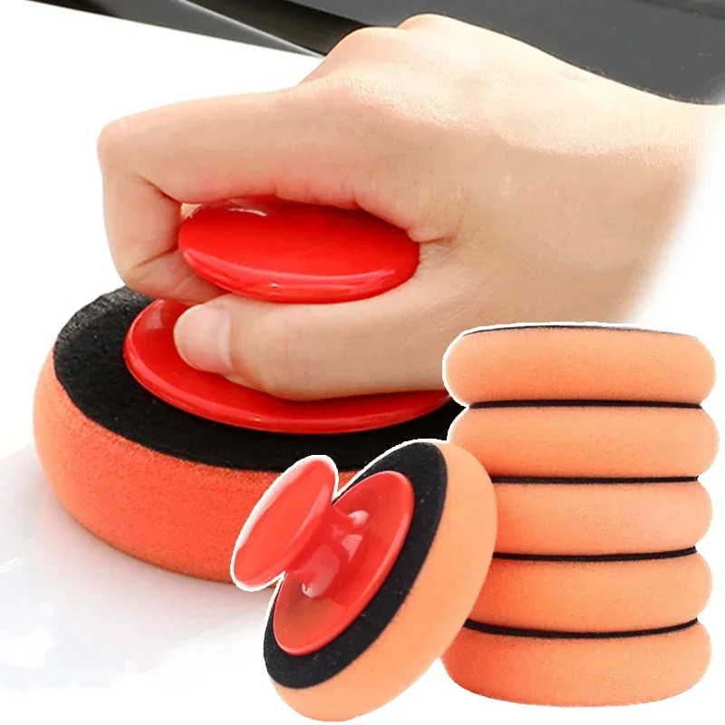 Car Wash Wax Polish Pad with Handle Waxing Multi-Functional Use Cleaning Sponge for Car Polishing Sponges Auto Applicator Tools