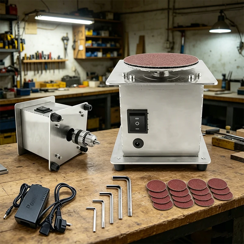 Electric Bench Disc Sander 220V with 7 Variable Speed Sanding Roller Mini Self-adhesive Edge Sharpener for Benchtop Grinding