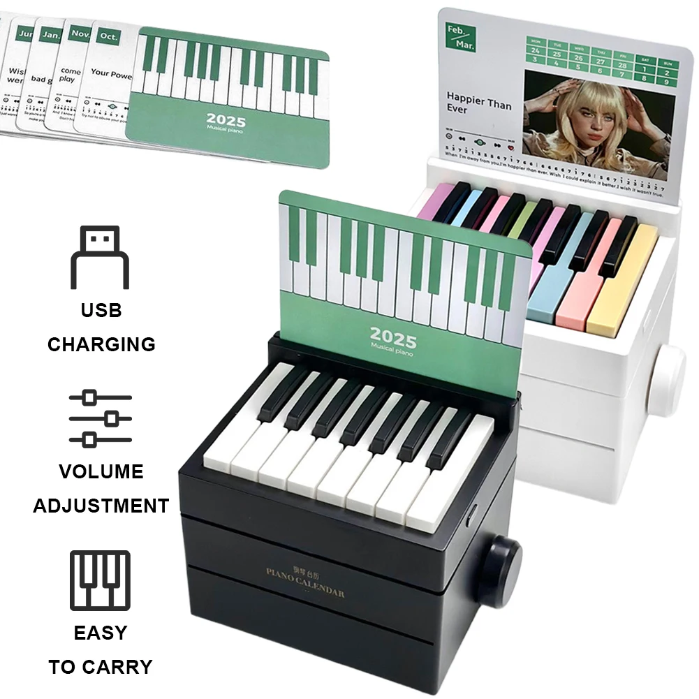 Piano Calendar 2025 Music Sheets Toy Desktop Peripheral Ornaments 15 Keys Piano Calendar Mini Piano Calendar Gifts for Fans