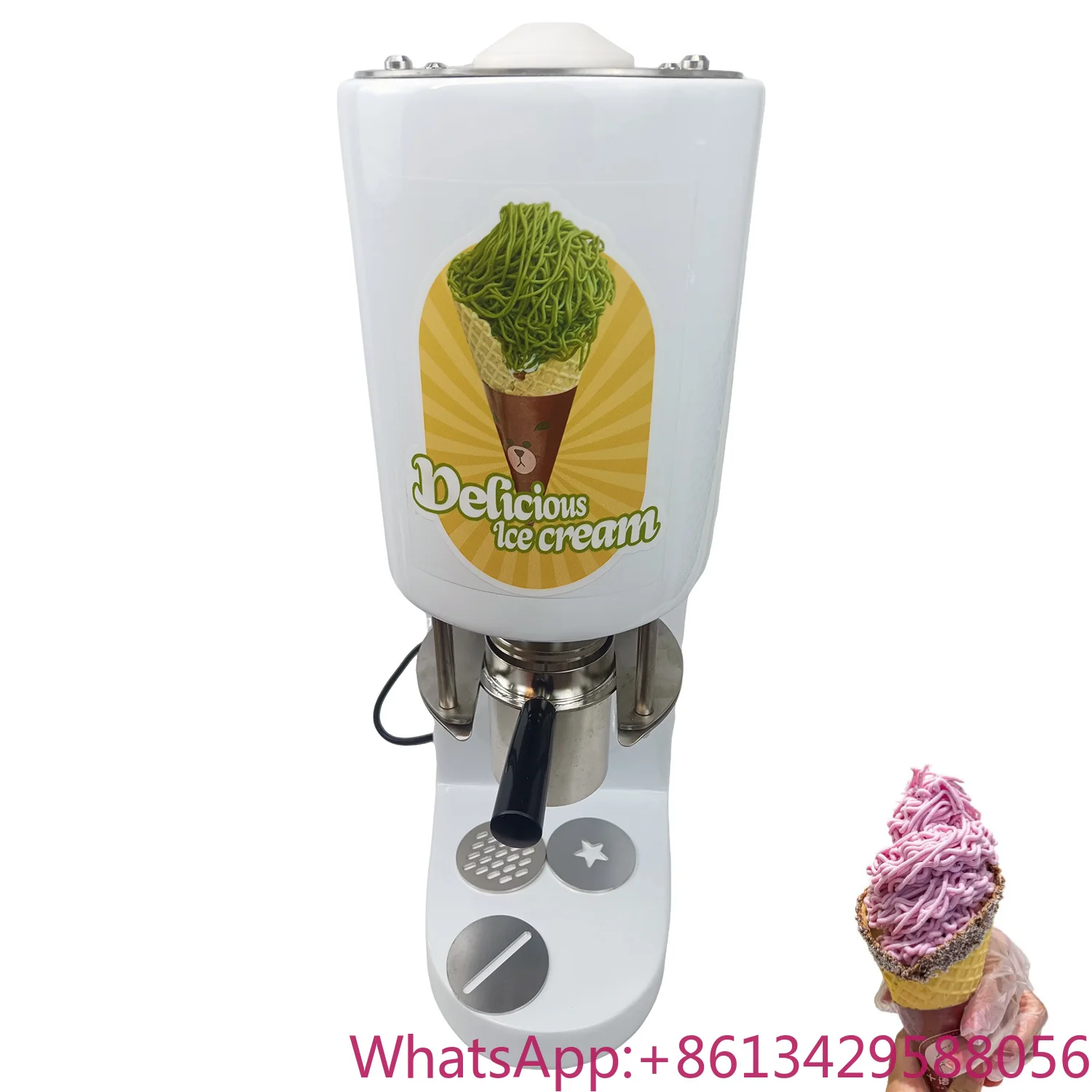 

4 Shapes Spaghetti Press Ice Cream Maker Food Grade Italian Gelato Ice Cream Noodle Shape Making Maker 420ML Hopper