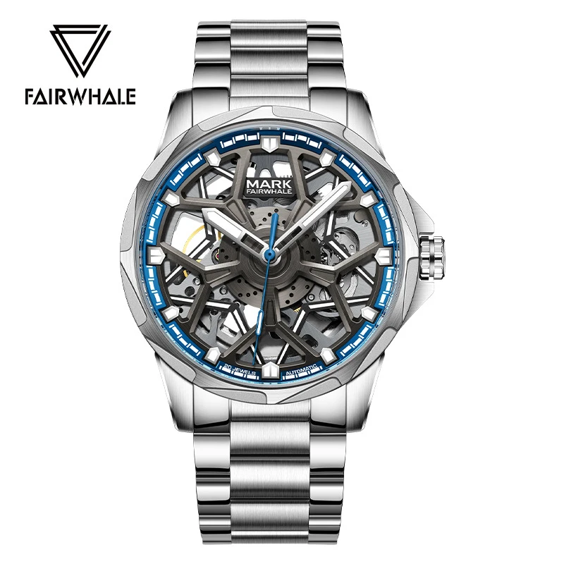 

Mark Fairwhale мужские механические часы из нержавеющей стали с автоматическим механизмом водостойкие полые светящиеся роскошные мужские часы Relogios