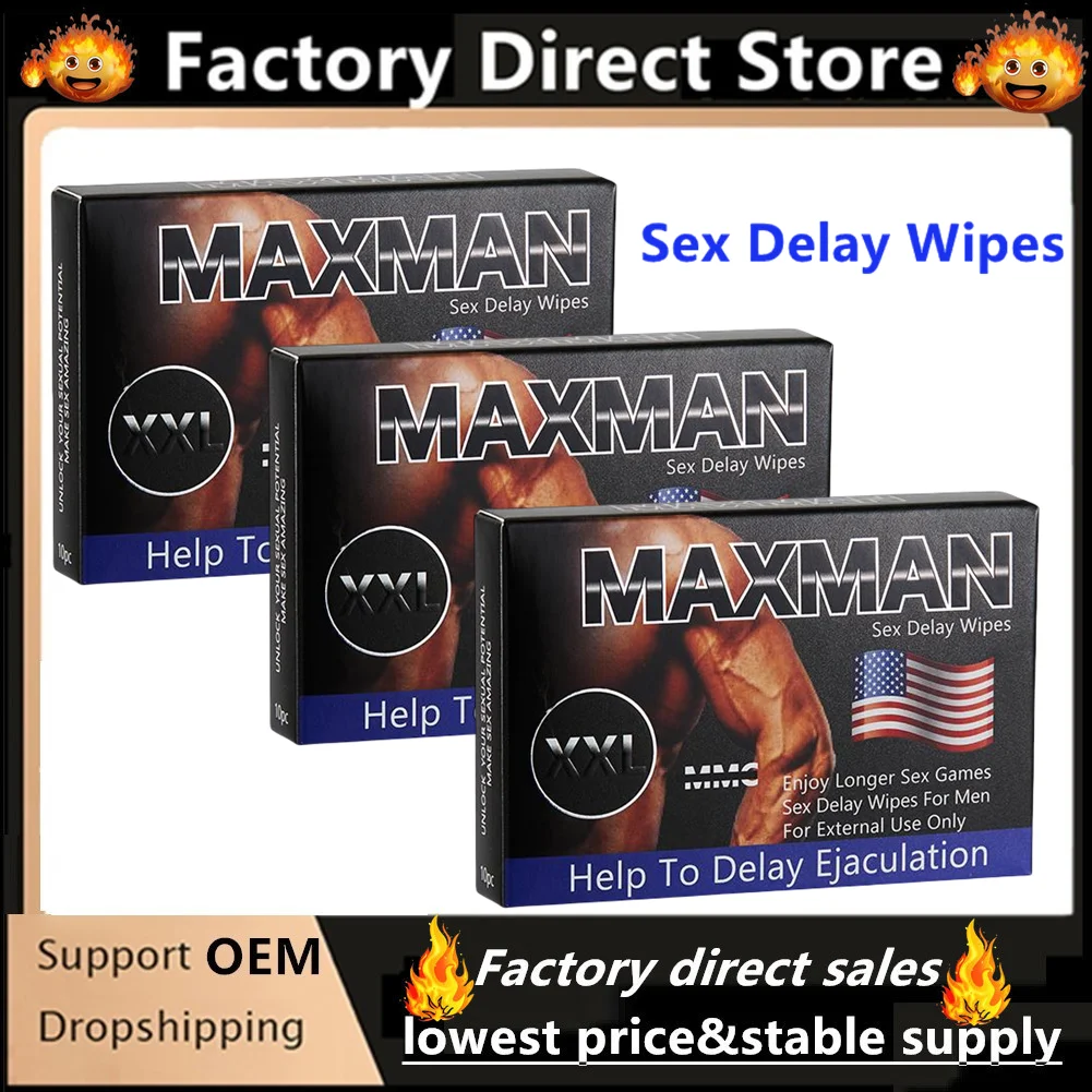MAXMAN الانتصاب طويلة الأمد تأخير القضيب مناديل التحمل الجنس إطالة الاستخدام الخارجي مكافحة سرعة القذف تأخير مناديل للرجال