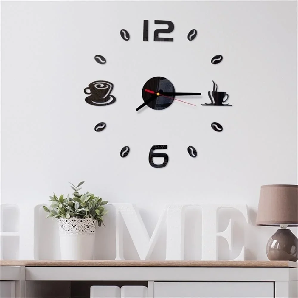 Digital Wall Clock Sticker Modern Design DIY Kitchen  Living Room Home Decor Diy Quartz Needl